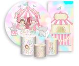 Kit Painel De Festa + Trio Capa Cilindro + Faixa Veste Fácil - Circo Palhacinhas Aquarela 015