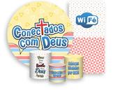 Kit Painel De Festa + Trio Capa Cilindro + Faixa Veste Fácil - Conectados com Deus 007