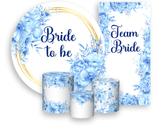 Kit Painel De Festa + Trio Capa Cilindro + Faixa Veste Fácil - Despedida de Solteira Bride To Be Azul 004