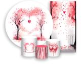 Kit Painel De Festa + Trio Capa Cilindro + Faixa Veste Fácil - Dia dos Namorados Chuva de Coração 021
