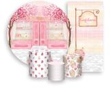Kit Painel De Festa + Trio Capa Cilindro + Faixa Veste Fácil - Doces Confeitaria Rosa 001