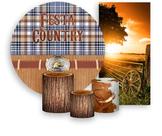 Kit Painel De Festa + Trio Capa Cilindro + Faixa Veste Fácil - Festa Rodeio Country 002