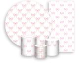 Kit Painel De Festa + Trio Capa Cilindro + Faixa Veste Fácil - Fitas e Laços Rosa e Bege 022