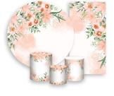 Kit Painel De Festa Trio Capa Cilindro Faixa Veste Fácil, Floral Tons Salmão 053 Kit Painel De Festa Trio Capa Cilindro Faixa Veste Fácil, Floral Tons Salmão 053
