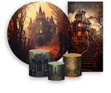 Kit Painel De Festa + Trio Capa Cilindro + Faixa Veste Fácil - Halloween Castelo Misterioso 014 Kit Painel De Festa + Trio Capa Cilindro + Faixa Veste Fácil - Halloween Castelo Misterioso 014