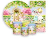 Kit Painel De Festa + Trio Capa Cilindro + Faixa Veste Fácil - Jardim Bonecas Loiras 015