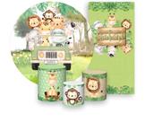 Kit Painel De Festa + Trio Capa Cilindro + Faixa Veste Fácil - Safari no Bosque 003