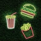 Kit Painel Neon Hamburguer + Batata + Refrigerante Decoração