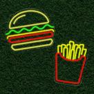 Kit Painel Neon Led Hamburguer + Batata Frita Decoração Restaurante
