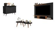 Kit Painel p/ TV até 55" + 2 Mesas + Buffet 3 Pts Encanto PT Kit Painel p/ TV até 55" + 2 Mesas + Buffet 3 Pts Encanto PT