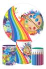 Kit Painel Redondo + Trio Capa Cilindro Aniversário Aquarela