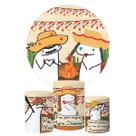 Kit Painel Redondo + Trio Capas Cilindros Bento Cake Arraia