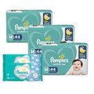 Kit Pampers 3 Fraldas Confort Sec M com 132 Unidades + Toalhinhas Umedecidas Fresh Clean com 96 Unidades