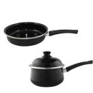 Kit Panela Bojuda e Frigideira Esmaltada Ewel Preto Kit Panela Bojuda e Frigideira Esmaltada Ewel Preto