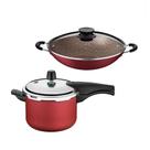 KIT - Panela de Pressão 4,5L Vancouver Vermelha + 1 Panela WOK 36cm - Tramontina