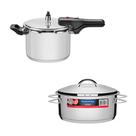 KIT - Panela de pressão inox 4,5L Brava + Panela Inox Fundo Triplo 4,7L - Tramontina