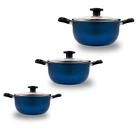 Kit Panelas Antiaderente 3 Peças 16,18 e 20 Azul