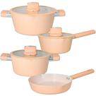 Kit Panelas Indução Cerâmica Chicago Bege 4Peças Casambiente Kit Panelas Indução Cerâmica Chicago Bege 4Peças Casambiente