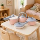 Kit Panelinhas Infantil Cozinha Brinquedo Rosa Pastel 4 Pçs