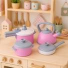 Kit Panelinhas Infantil Cozinha de Brinquedo Rosa Pink 4 Pçs