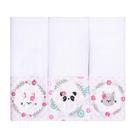 Kit Paninho De Boca Animais Rosa Bordado na Faixa com 3 Pcs Kit Paninho De Boca Animais Rosa Bordado na Faixa com 3 Pcs