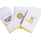 Kit Paninho De Boca Bordado Com 3 Pçs Animais Amarelo Papi