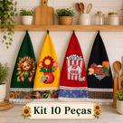 Kit Pano de Prato Coloridos Bordado Patchwork 10 peças Atacado Revenda Kit Pano de Prato Coloridos Bordado Patchwork 10 peças Atacado Revenda
