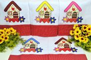 Kit Pano de Prato em Patchwork com 5 pçs - Casinhas