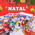 Kit Pano de Prato Natal Pé de Galinha Estampas Natalinas - tamanho grande