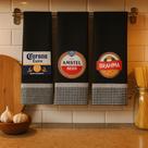Kit Pano de Prato PRETO Bordado Cervejas 7 peças LANÇAMENTO
