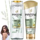 Kit Pantene Bambu Pro-V Nutre Cresce Óleo Rícino Cafeína Nutrição para Cabelos Quebradiços Fracos