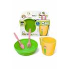 Kit Papa Bebê Plástico 4 Peças com Tigela Caneca e Talher