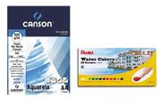 Kit Papel Canson Aquarela +Aquarela Pentel 12 CORES HTP-12