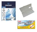 Kit Papel Canson Aquarela +Aquarela Pentel 12 cores HTP+Gode sinoart