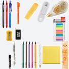 Kit Papelaria Artesanato Motor 20 Itens Lapiseira Cola Bastão Lápis Borracha Apontador Estilete Cortador -