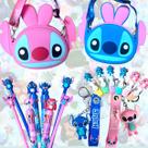 Kit Papelaria Fofa Stitch Criativo Escolar Bolsinha Infantil