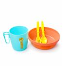 Kit Papinha Plástico 4 Peças com Caneca Talher e Prato