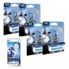 Kit par de lâmpadas super brancas Philips Bluevision H1 H3 w5w Kit par de lâmpadas super brancas Philips Bluevision H1 H3 w5w