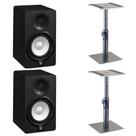 Kit Par De Monitor Yamaha Hs5 Preto + Suporte Mesa