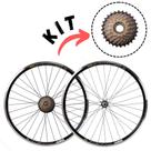 Kit Par De Rodas Montada Aro 26 Escape Vzan 36f Cubo Ferro + Catraca Roda Livre 7v 14/28 Indexada