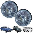 Kit par farol kombi fusca passat lente vidro carcaça ferro