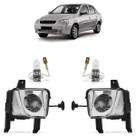 Kit Par Farol Milha Auxiliar Estriada Vidro Par Lâmpada Halógena Corsa G2 2002 2003 2004 2005 2006 2007 2008 2009 2010 2011 2012 Meriva Montana G1