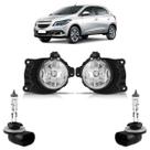 Kit Par Farol Milha Auxiliar Lisa Acrílico Par Lâmpada H27 Onix 2012 2013 2014 2015