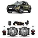 Kit Par Farol Milha Auxiliar Par Lâmpada Halógena Oroch 2015 2016 2017 Completo Lente Lisa Vidro