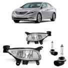 Kit Par Farol Milha Auxiliar Par Lâmpada Halógena Sonata 2011 2012 2013 2014 Lente Lisa Acrílico