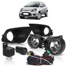 Kit Par Farol Milha Auxiliar Par Moldura do Milha KA 2012 2013 2014 Lente Lisa Vidro Foco Manual Preto Furo Milha