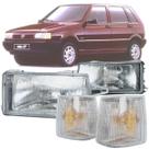 Kit Par Farol Seta Pisca Fiat Uno Fiorino Elba Premio 92 94 96 98 2000 2002 2004 Lente Acrílico Cristal Encaixe Sistema Arteb