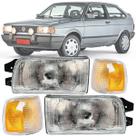 Kit Par Farol Seta Pisca Lente Cristal Direito e Esquerdo Gol Saveiro Parati 91 92 93 94 95 96 Sistema Modelo Arteb
