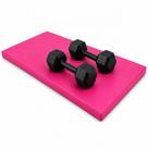 Kit Par Halter Sextavado Pintado 1kg a 5kg + Colchonete Academia Rosa 90x40x3 Treino Funcional Fitne Kit Par Halter Sextavado Pintado 1kg a 5kg + Colchonete Academia Rosa 90x40x3 Treino Funcional Fitne