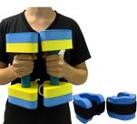 Kit Par Halteres Hidroginástica 1-2kg + Par de Caneleira 1-2kg Dafoca Sports Azul/Amarelo Kit Par Halteres Hidroginástica 1-2kg + Par de Caneleira 1-2kg Dafoca Sports Azul/Amarelo